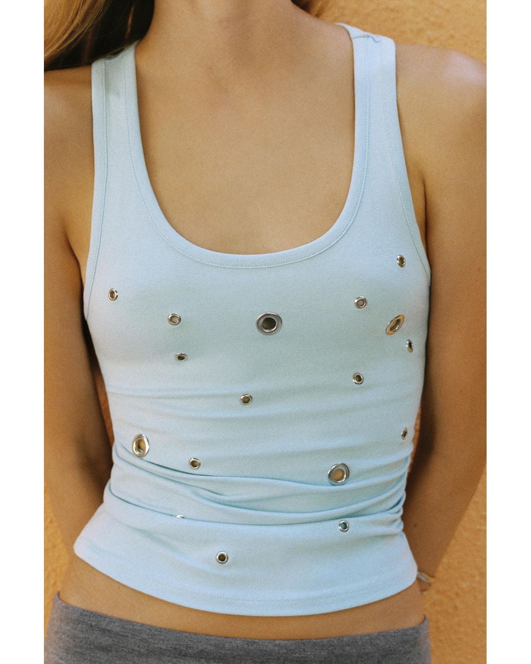 Pull&Bear Blue Eyelet Tank Top