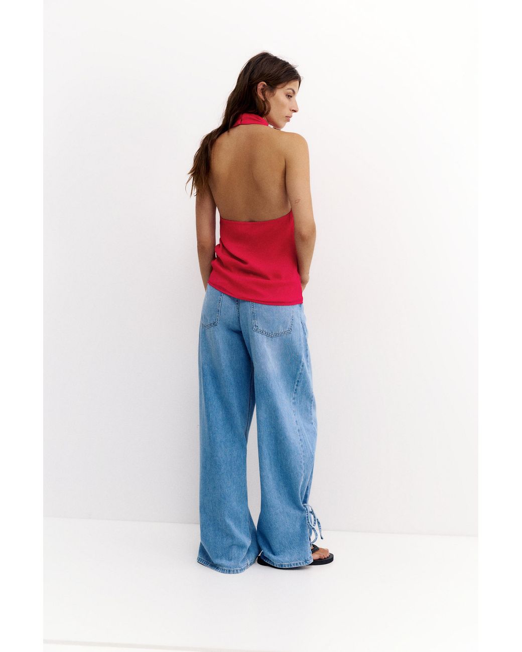 Pull&Bear Red Flowing Halter Top