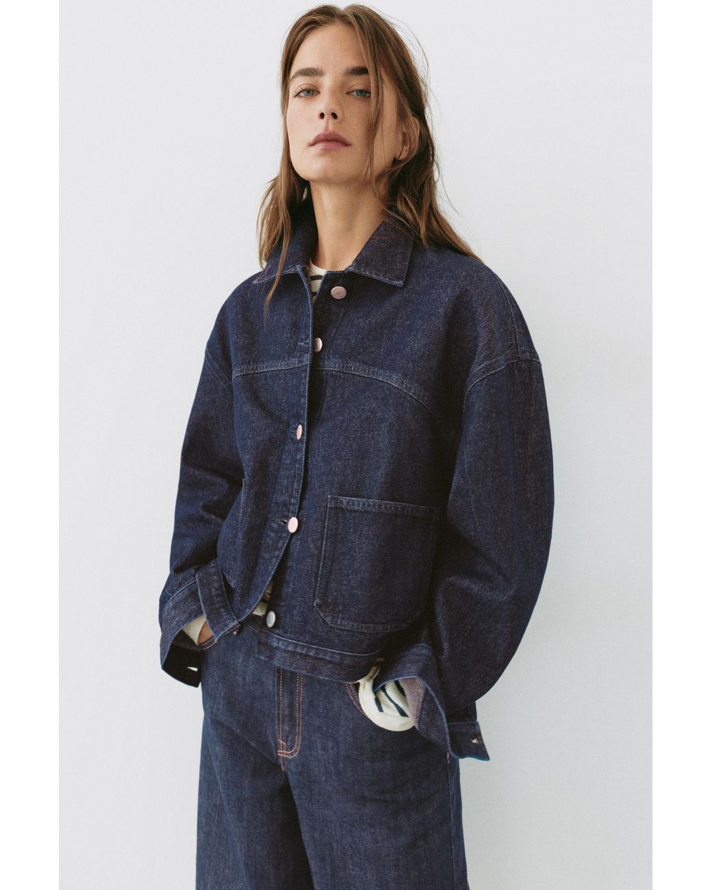Pull&Bear Blue Boxy Denim Overshirt