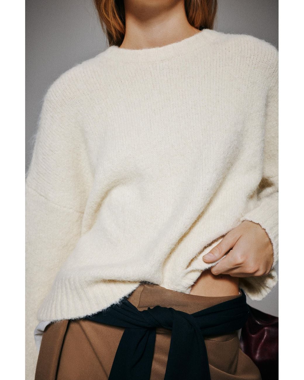 Pull&Bear White Basic-Strickpullover