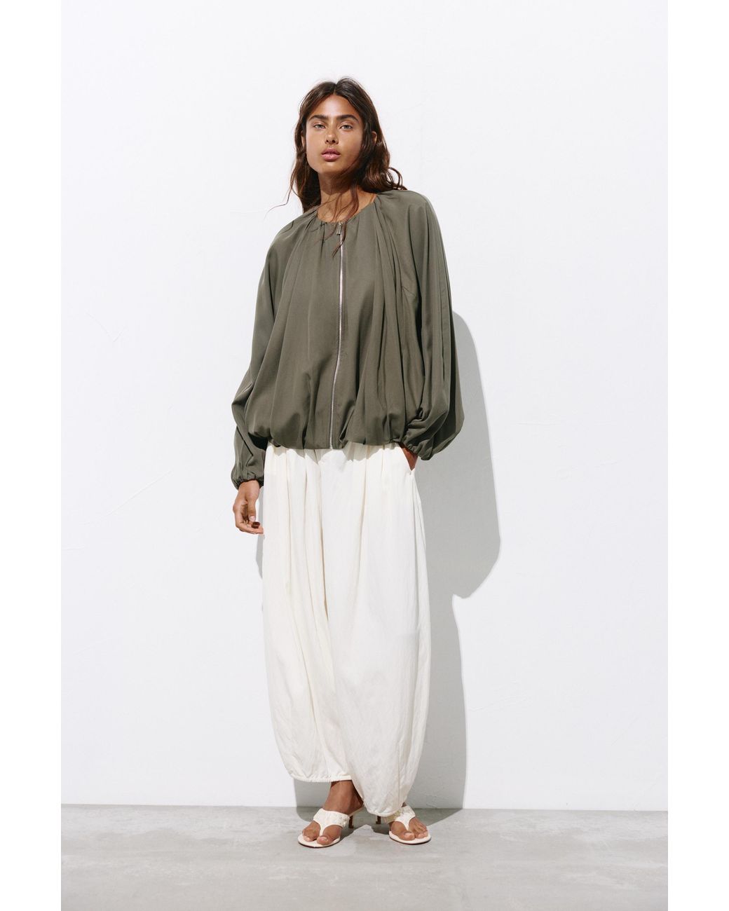 Pull&Bear Green Balloon Bomber Jacket
