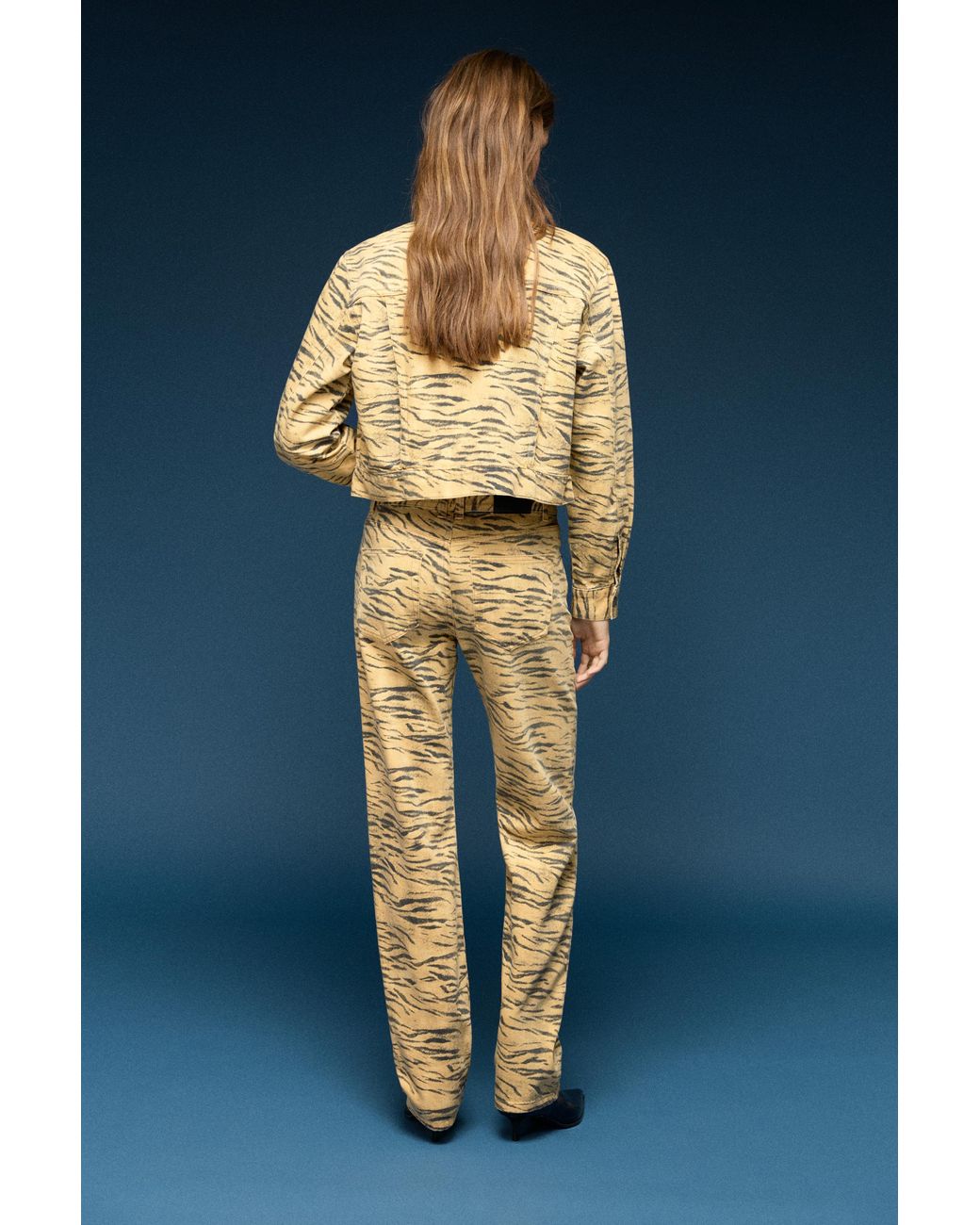 Pull&Bear Blue Straight-Leg Animal Print Jeans