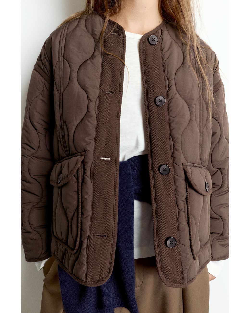 Pull&Bear Blue Puffer Jacket With Pockets