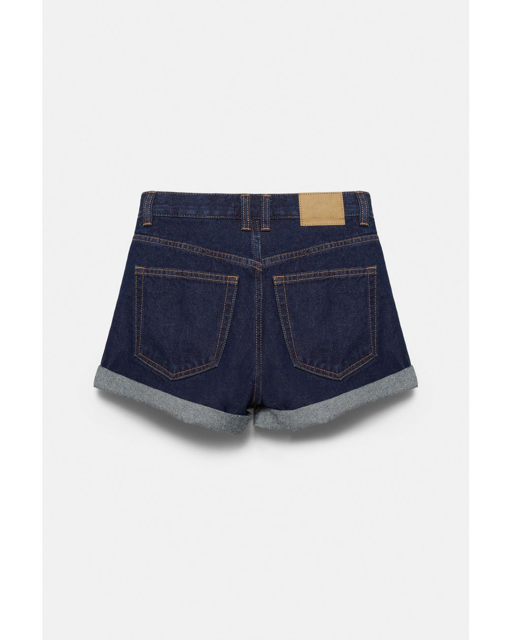 Short Jeans Mom Risvoltato di Pull&Bear in Blue