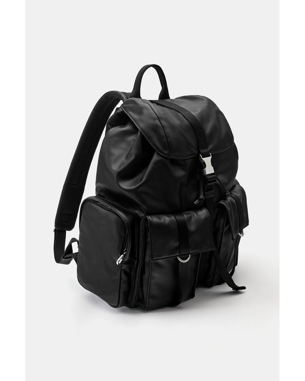 Pull&Bear Blue Suede Multipocket Backpack for men