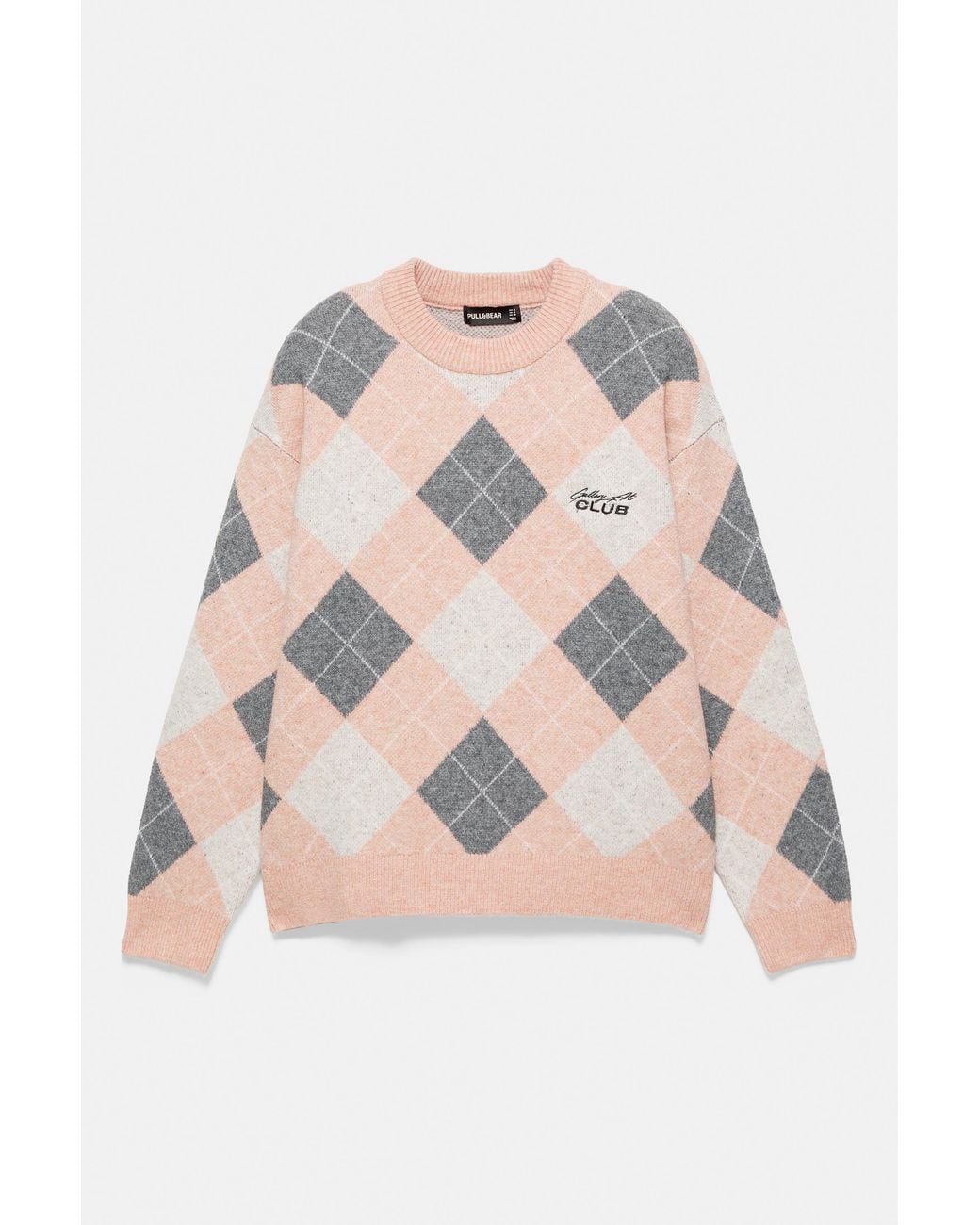 Pull Losanges Brodé Pull&Bear pour homme en coloris White