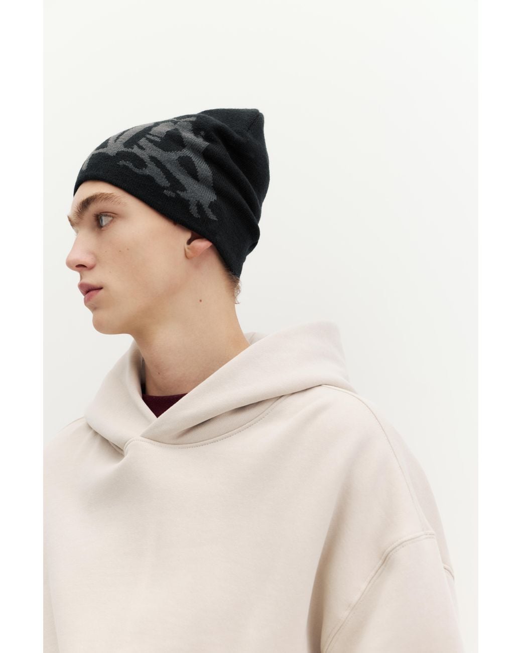 Pull&Bear Black Stwd Beanie for men