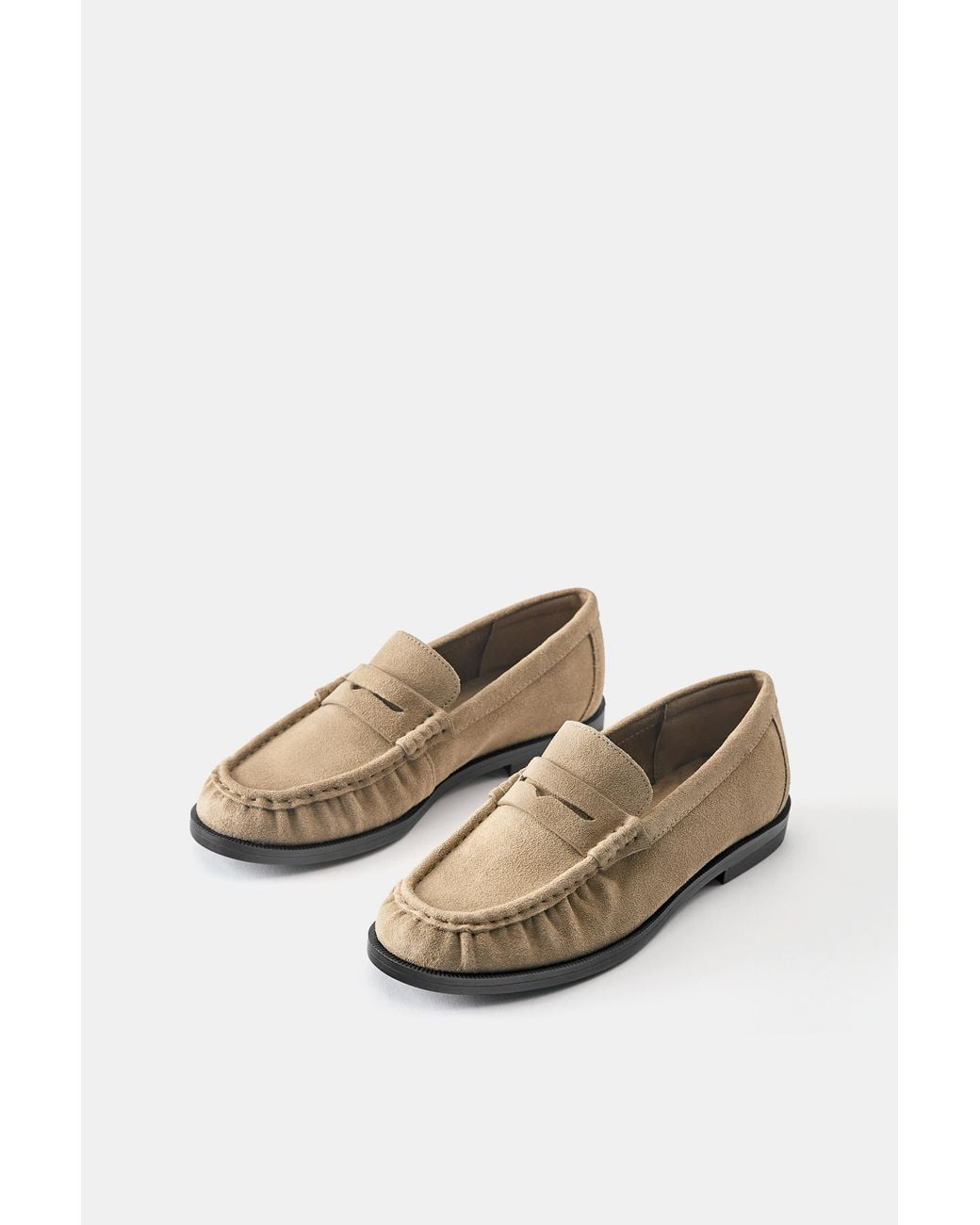 Pull&Bear Blue Gathered Leather Loafers