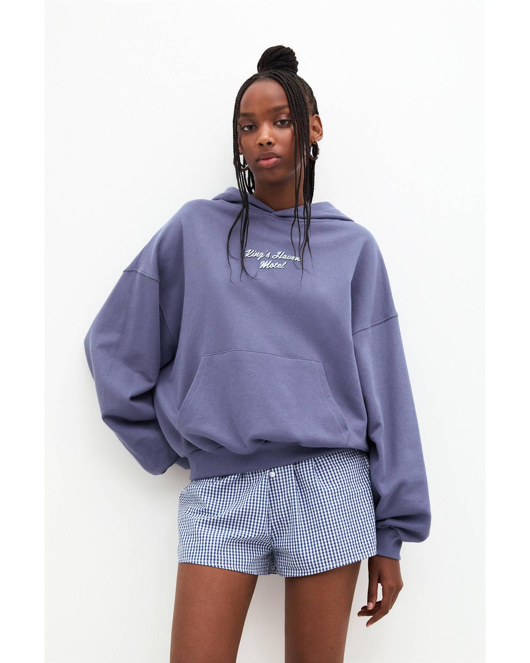 Pull and bear navy hoodie hotsell