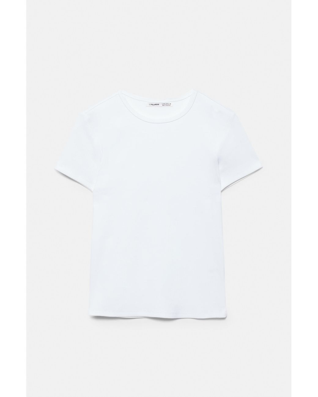 Pull&Bear White Ribbed Short Sleeve T-Shirt