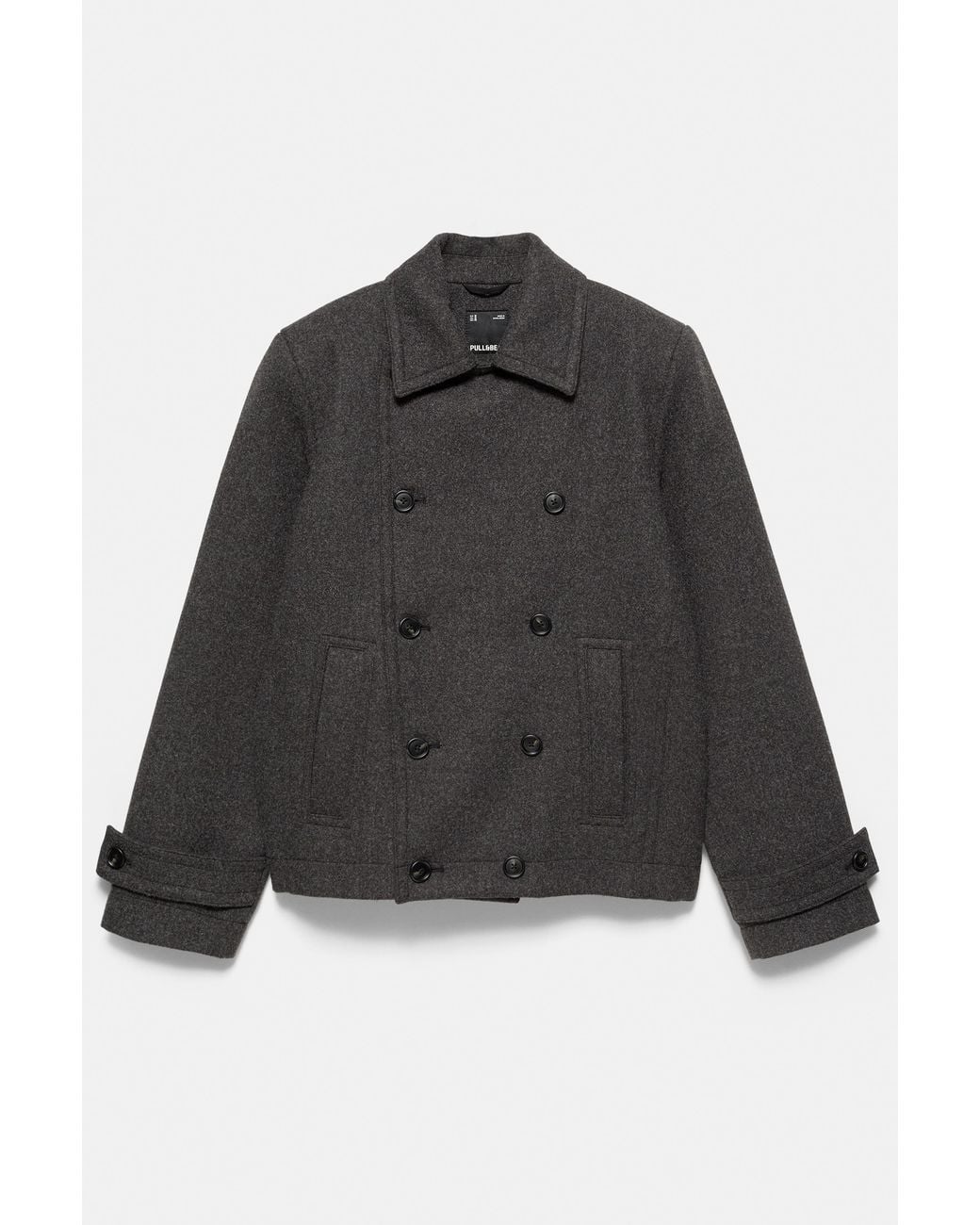 Pull&Bear Blue Short Felt Texture Coat for men