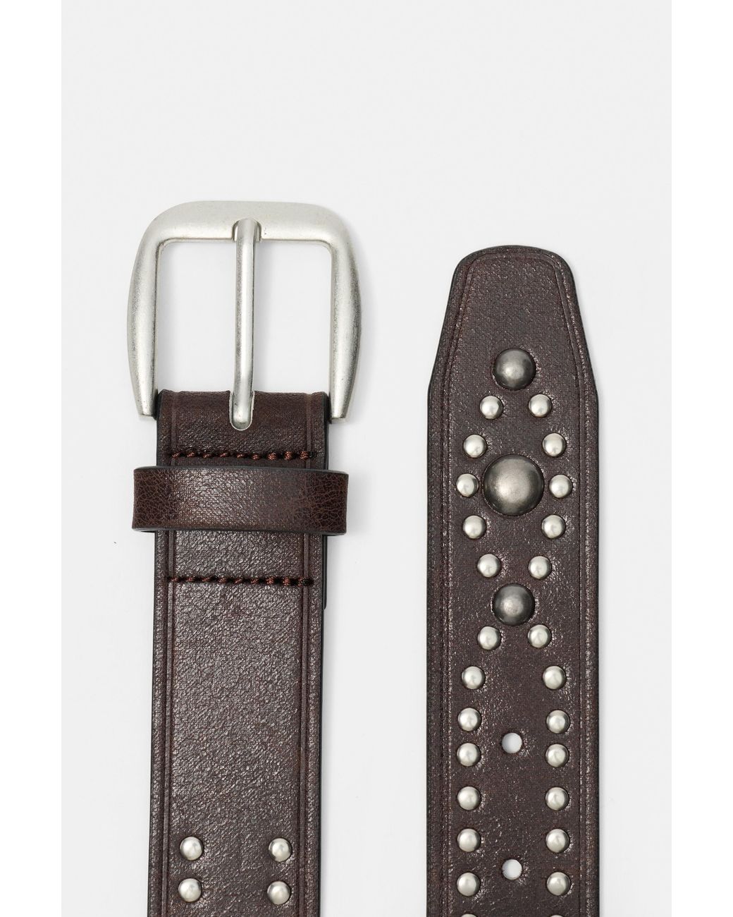 Pull&Bear Black Leather Effect Studded Belt for men