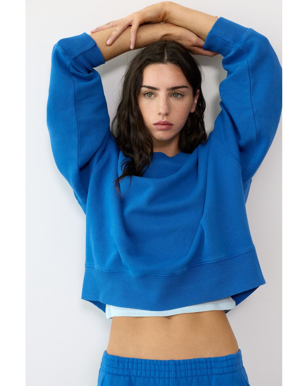 Pull&Bear Blue Round Neck Sweatshirt