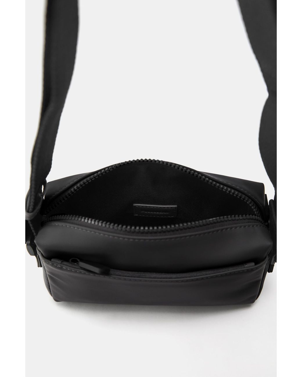 Pull&Bear Black Rubberised Crossbody Bag for men