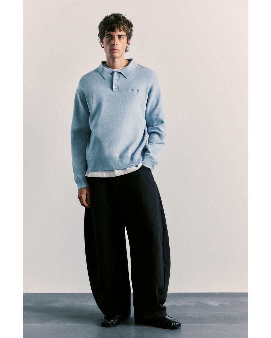 Polo di Pull&Bear in Blue da Uomo
