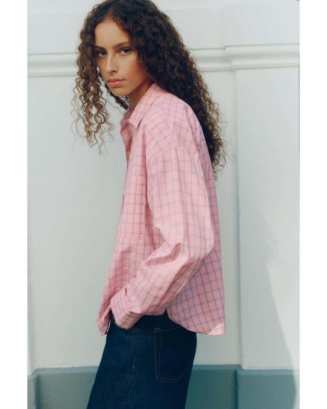 Pull&Bear Pink Check Pocket Shirt