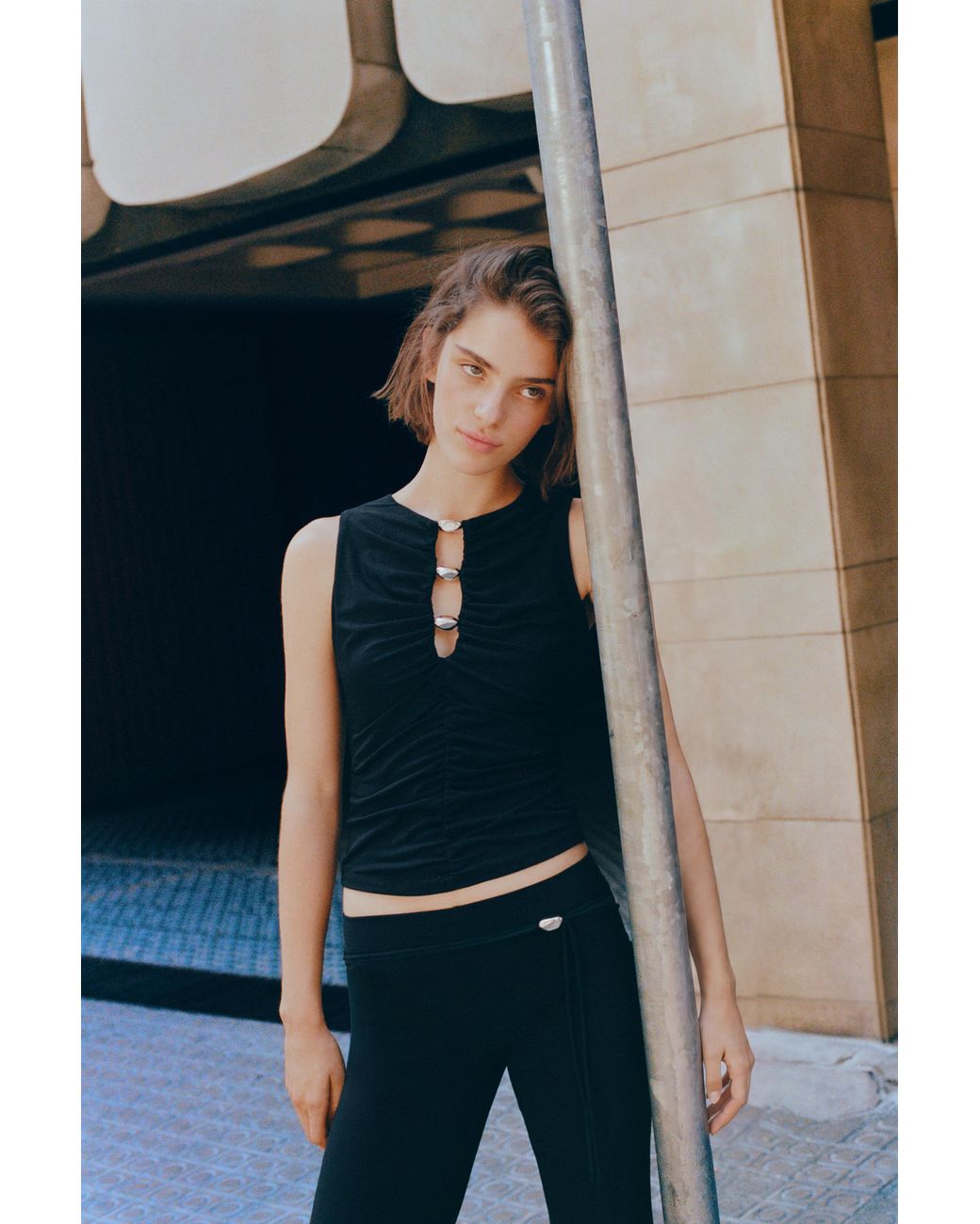 Pull&Bear Blue Cut-Out Embellished Top