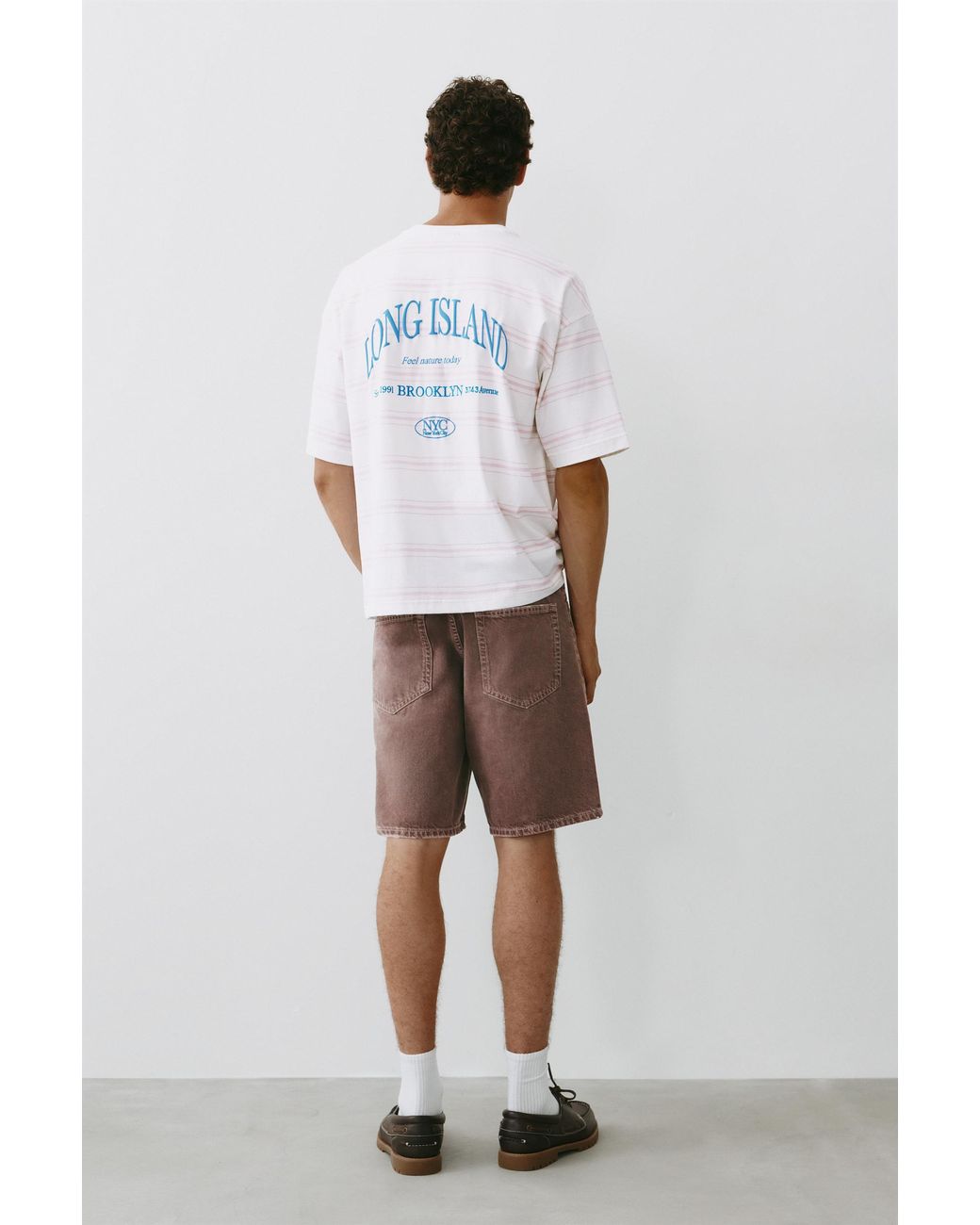 Pull&Bear White Standard Denim Bermuda Shorts for men