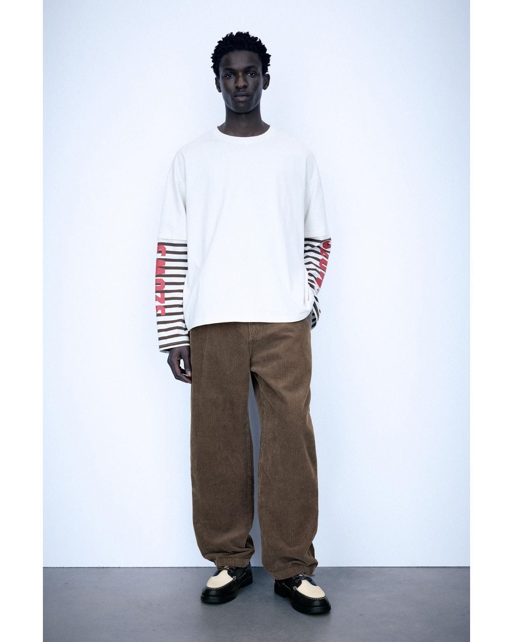 Pull&Bear White Corduroy Trousers for men