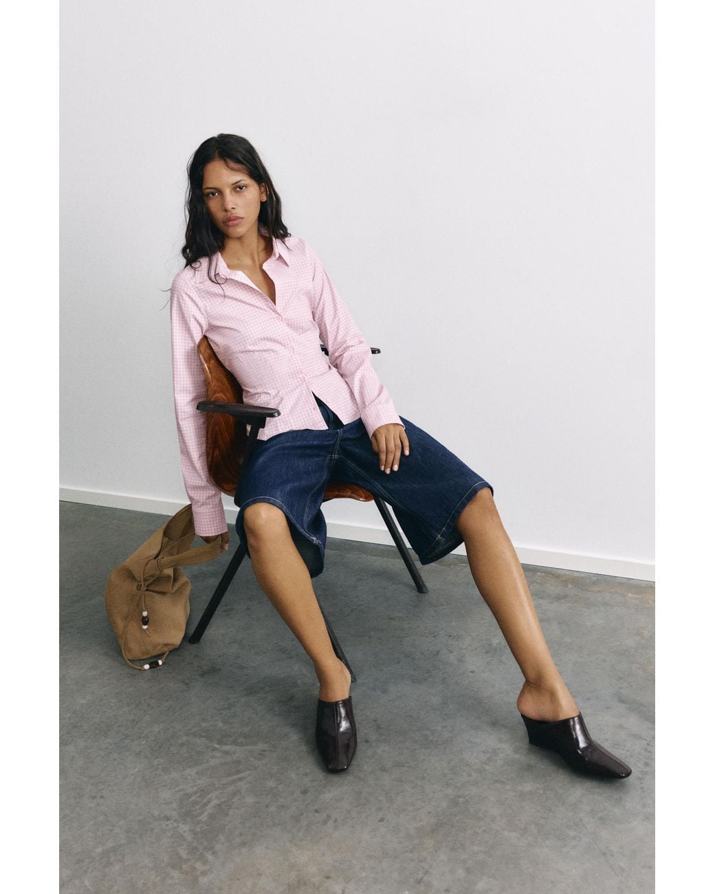 Pull&Bear Pink Fitted Wide-Cuff Shirt