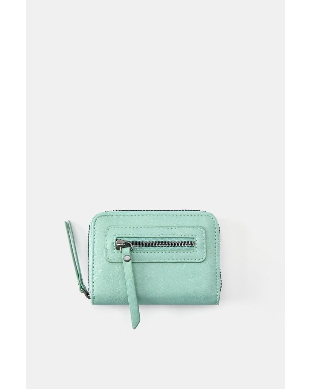 Pull&Bear Green Wildleder-Brieftasche Mit Reißverschluss