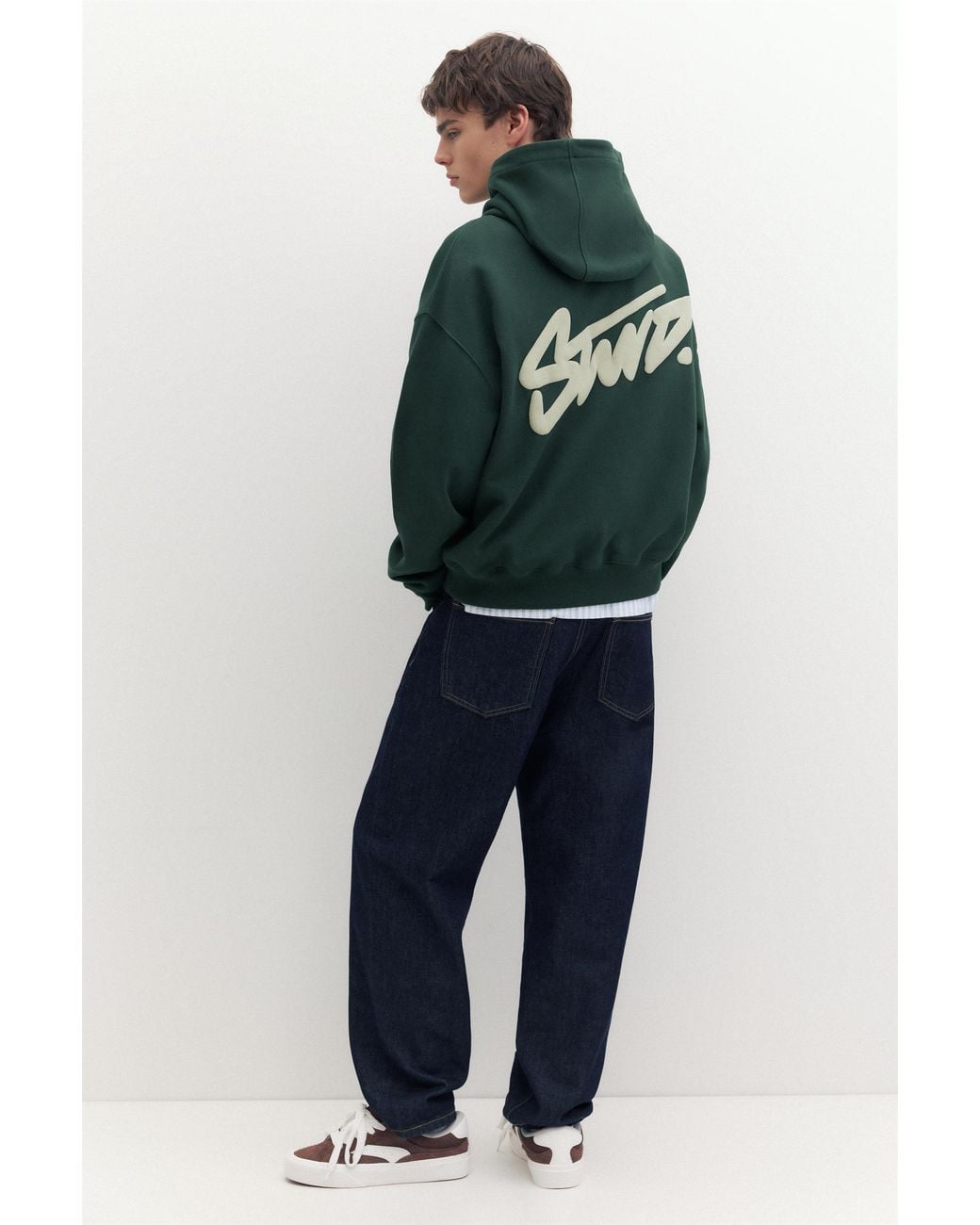 Pull&Bear Blue Stwd Logo Boxy Hoodie for men