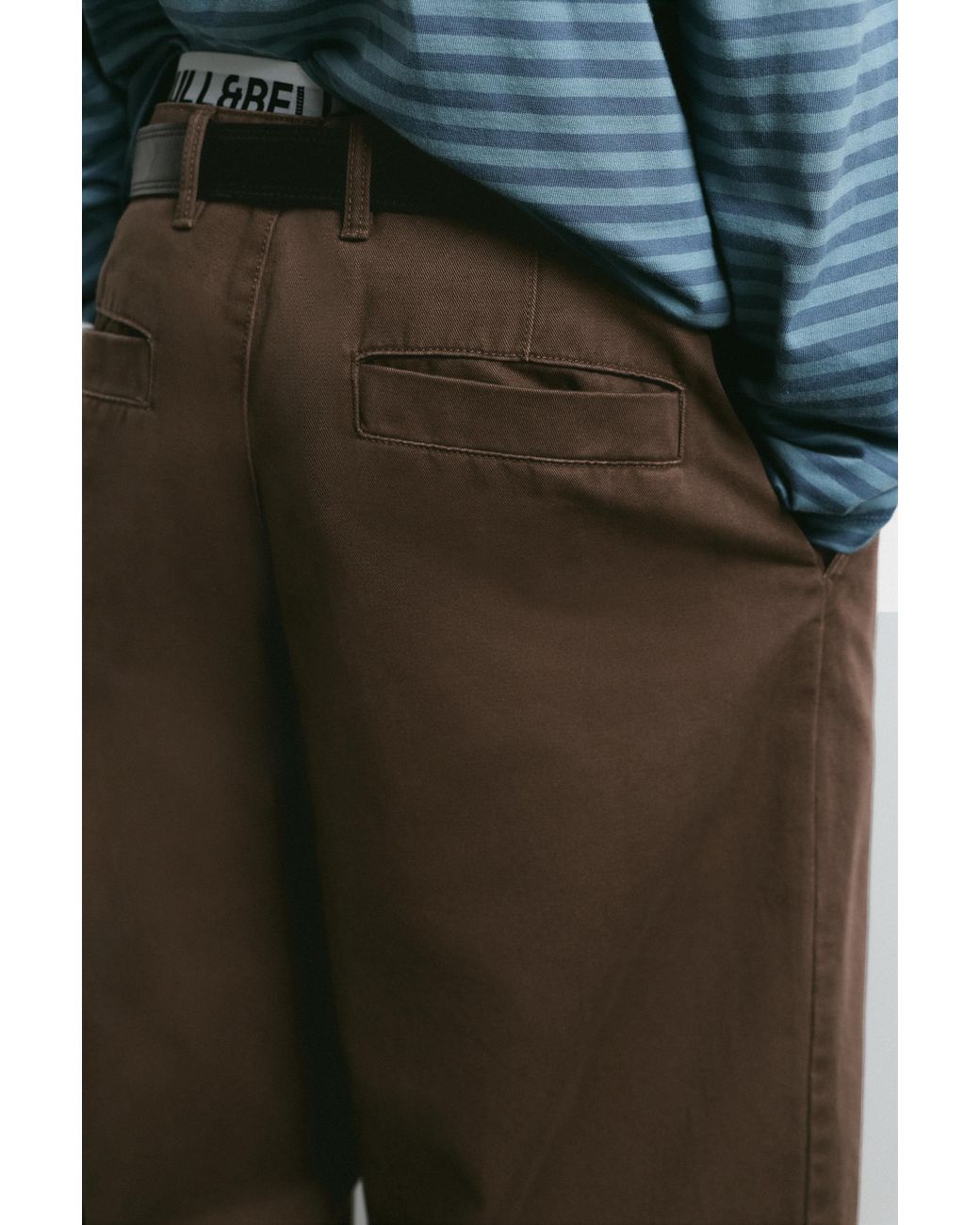 Pull&Bear Natural Baggy Darted Chinos for men