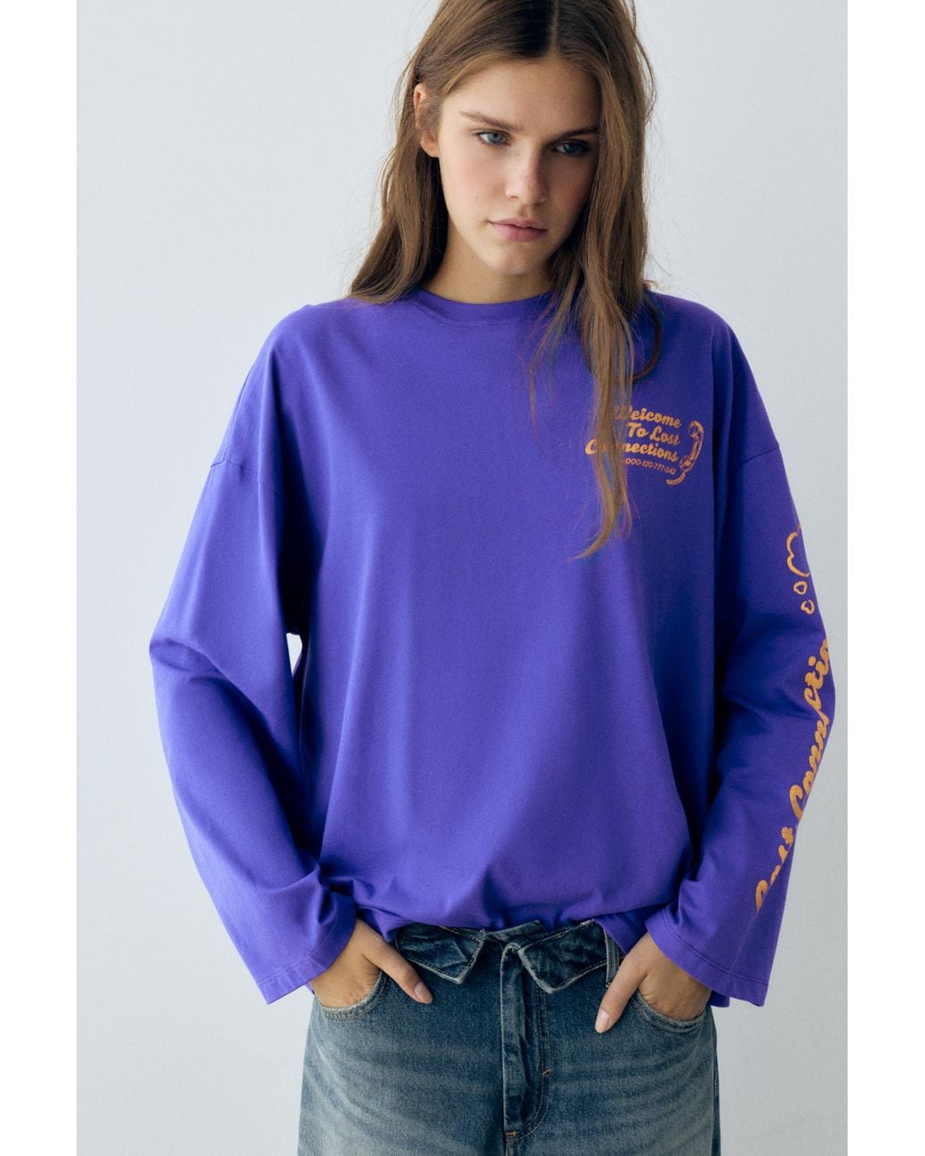 Pull&Bear Blue Long Sleeve Angel T-Shirt