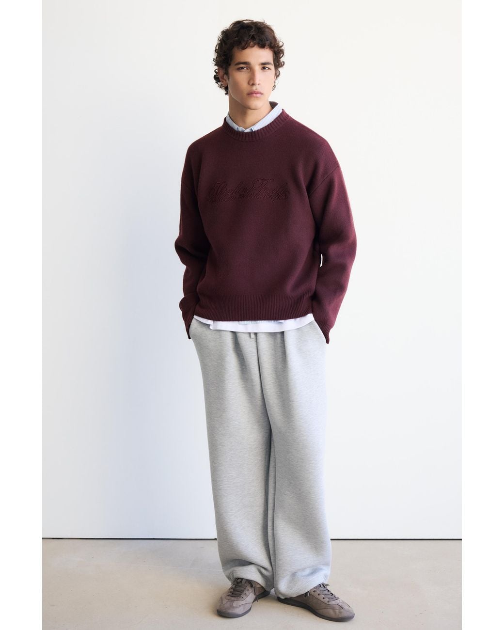 Pull Brodé Pull&Bear pour homme en coloris Purple