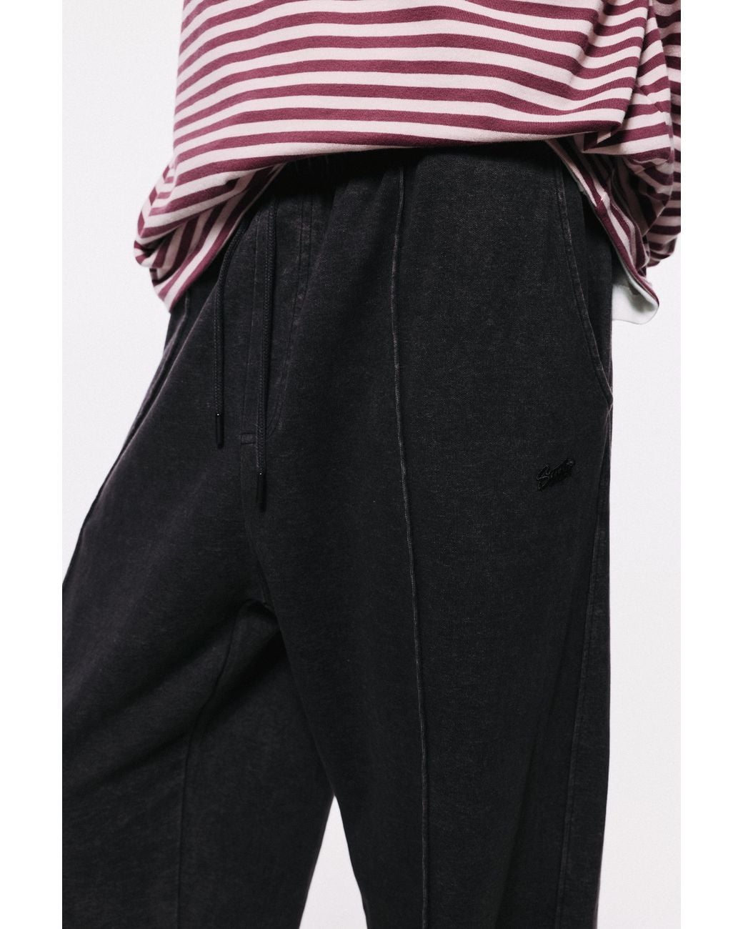 Pull&Bear Blue Washed-Effect Jogger Trousers for men