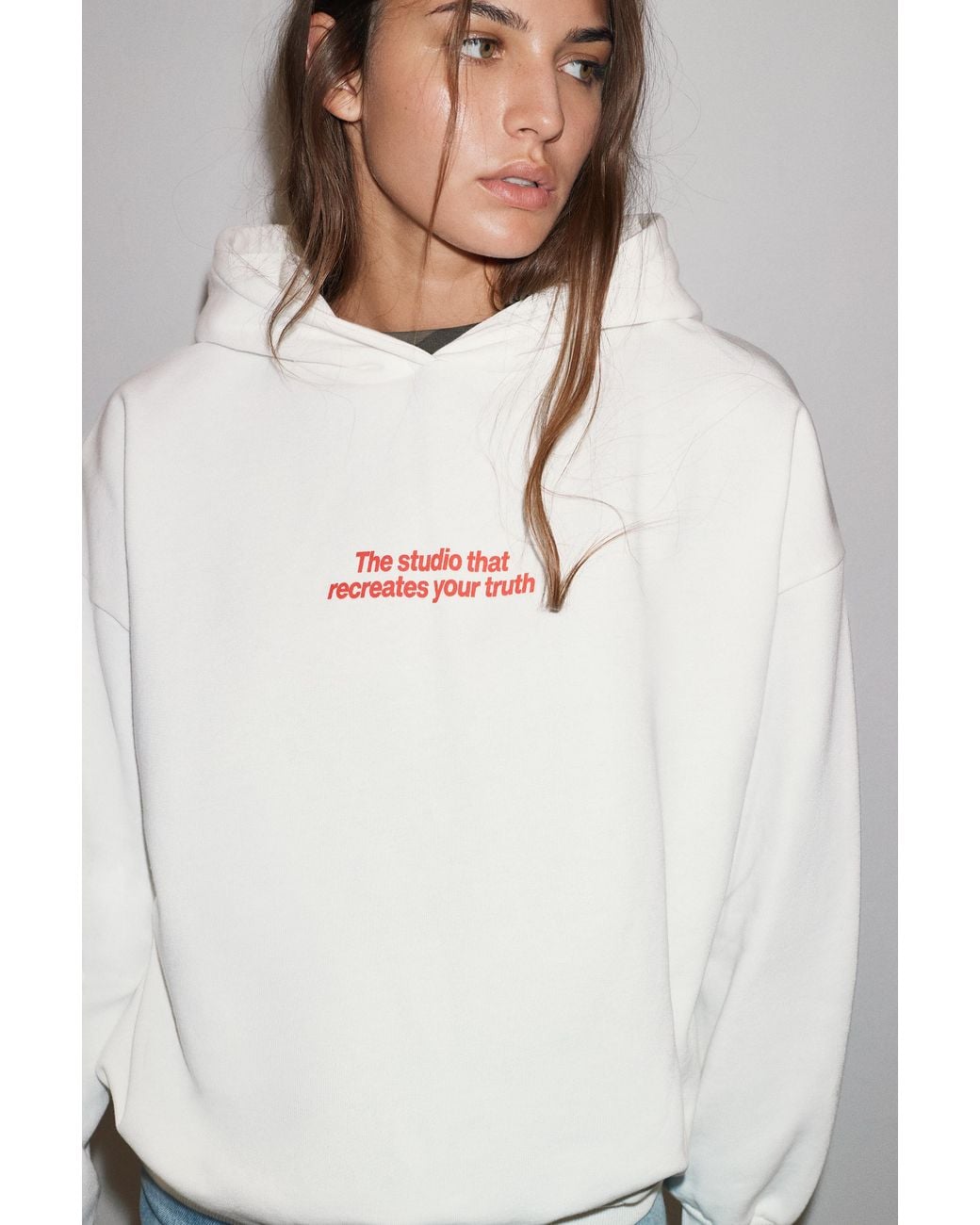 Pull&Bear White Text Hoodie