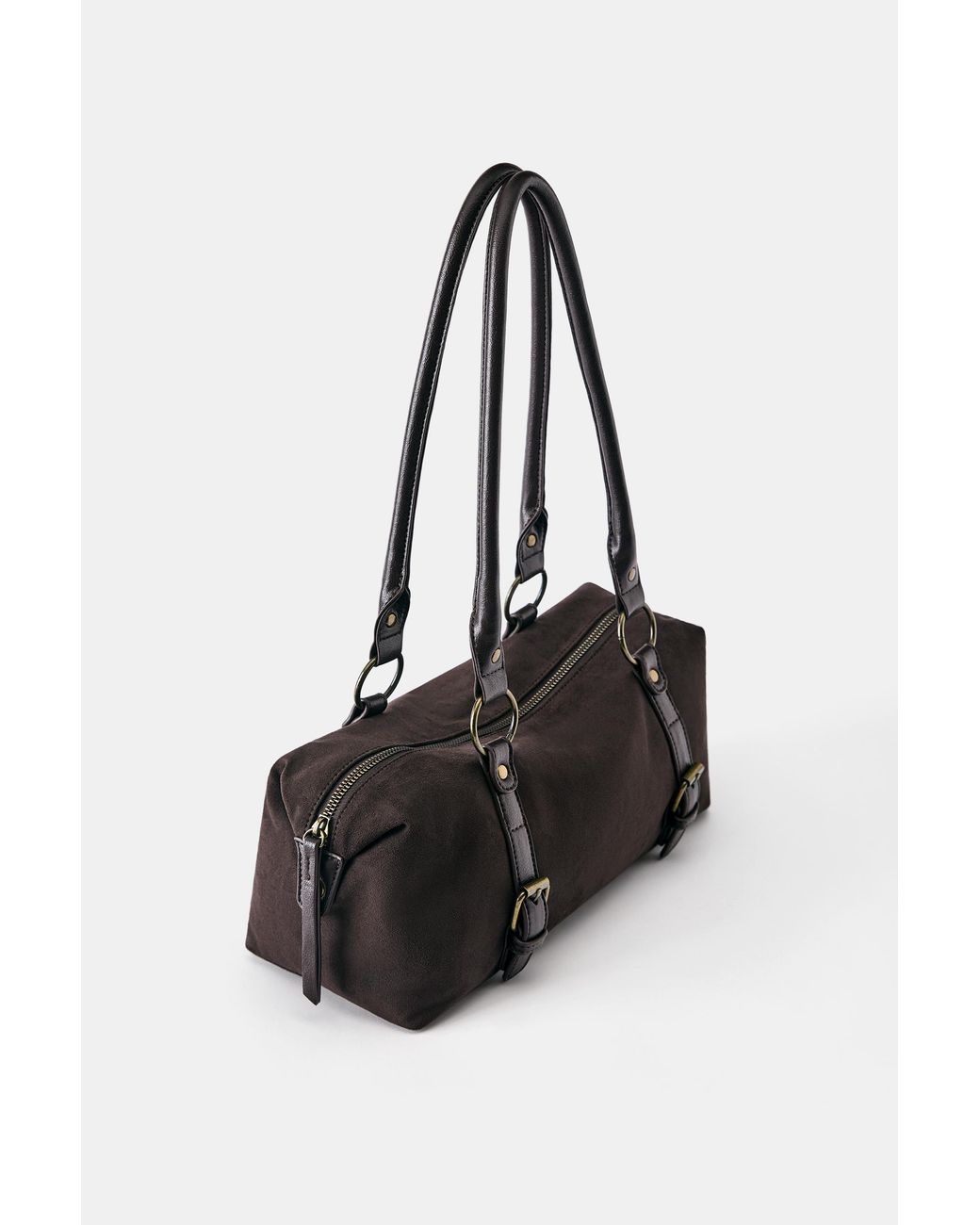 Pull&Bear Black Shoulder Bag With Buckles