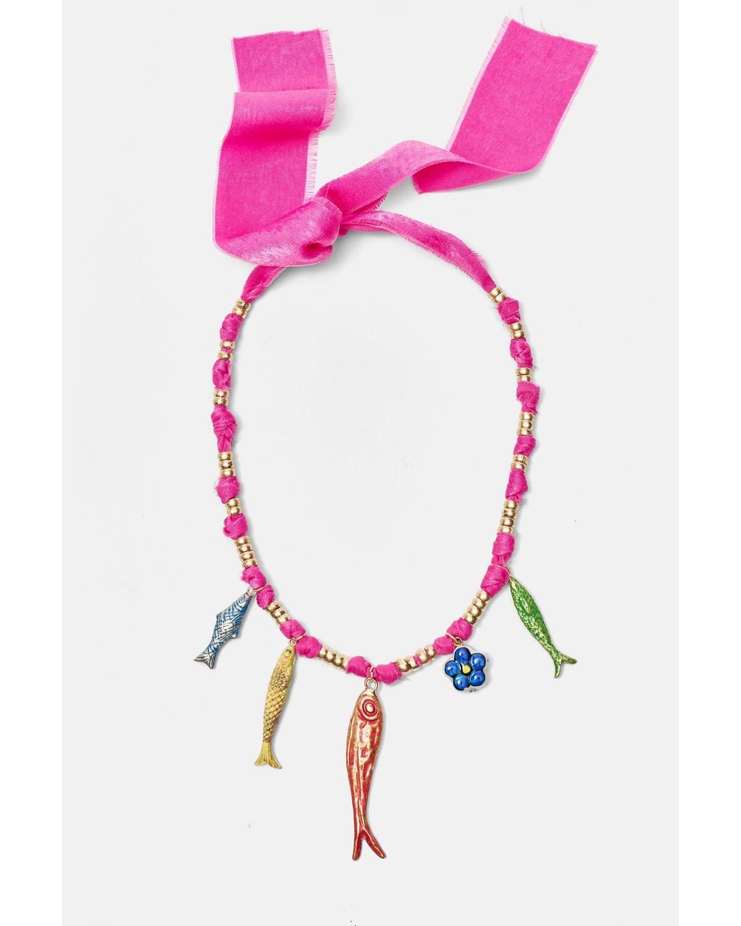 Pull&Bear Pink Fish Bow Necklace