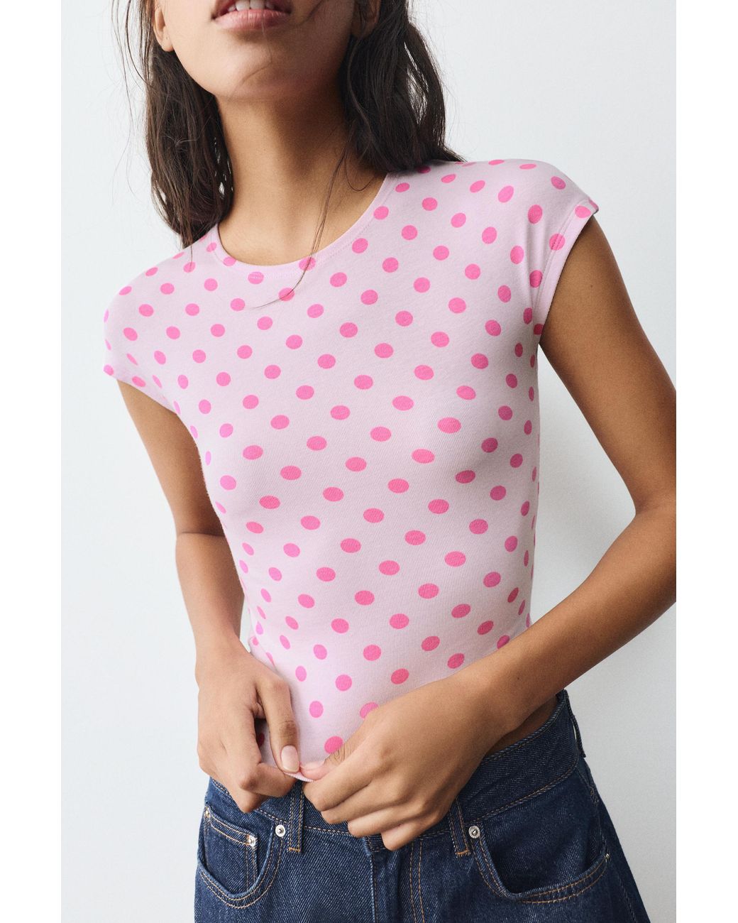 Pull&Bear Pink Fitted Short Sleeve T-Shirt