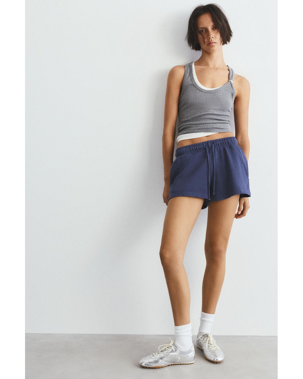 Pull&Bear Blue Sports Shorts With Elastic Waist
