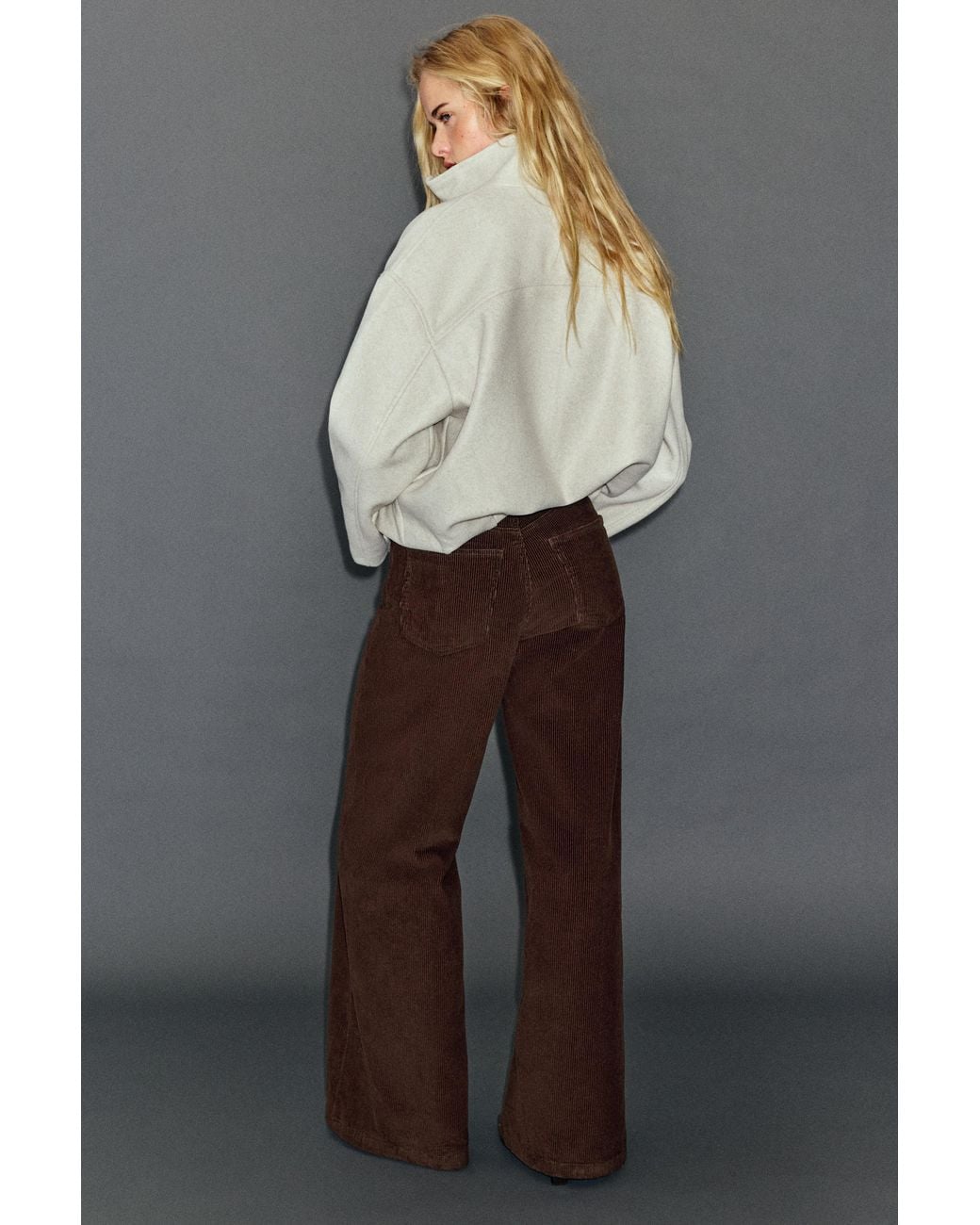 Pull&Bear Black Corduroy Wide-Leg Jeans
