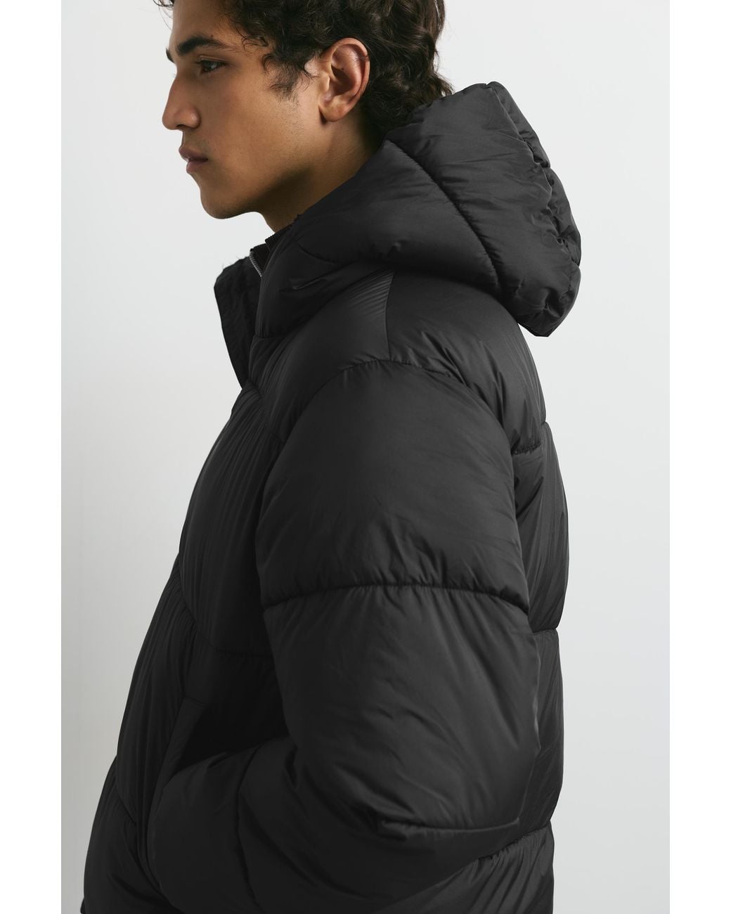 Pull&Bear Steppjacke Mit Kapuze in Black für Herren