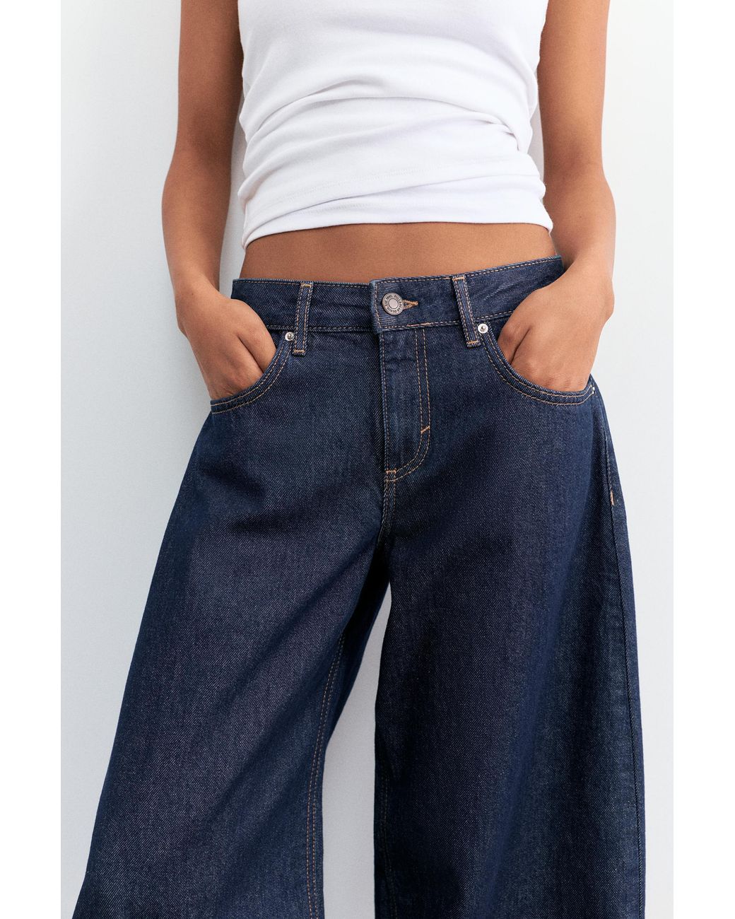 Pull&Bear Blue Low-Rise Barrel Jeans