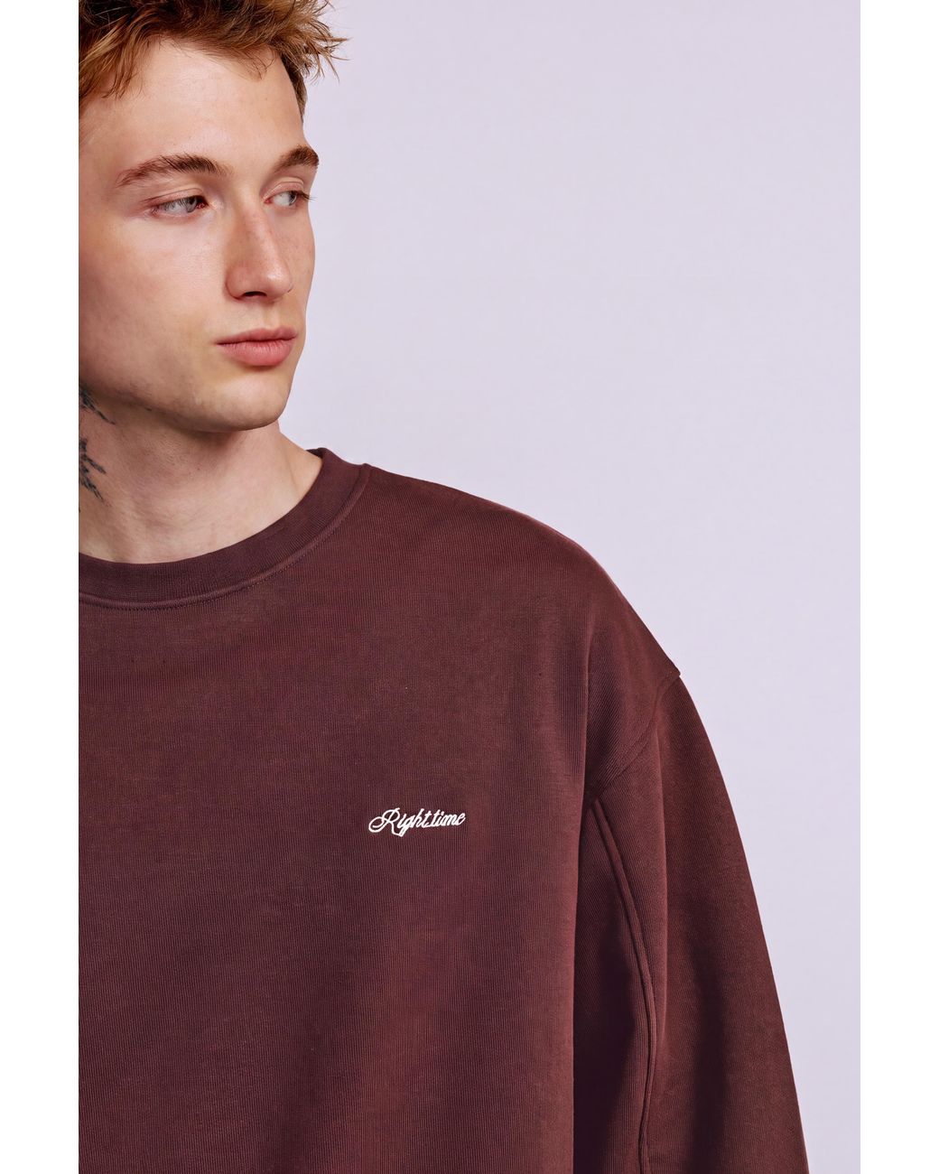 Pull&Bear Brown Embroidered Round Neck Sweatshirt for men