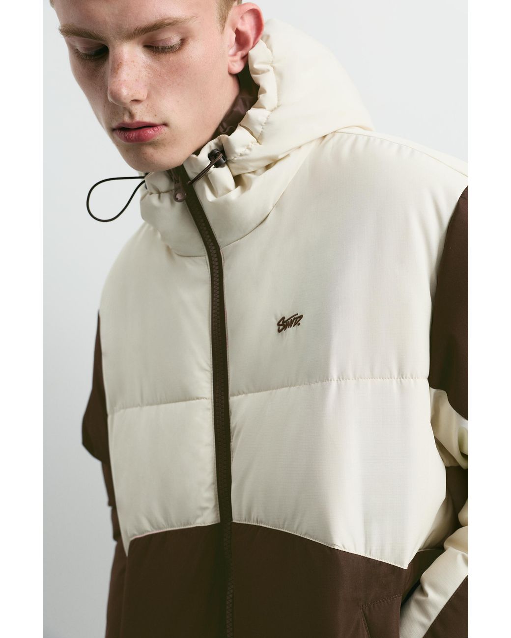Blouson Matelassé À Panneaux Pull&Bear pour homme en coloris Brown