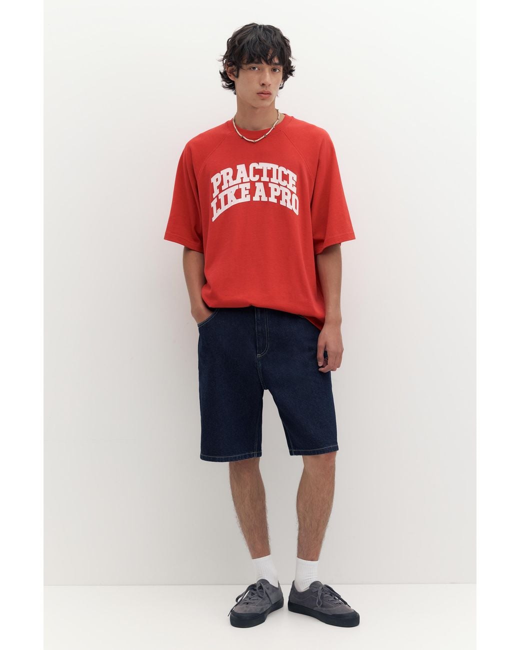Pull&Bear Blue Baggy Denim Bermuda Shorts for men