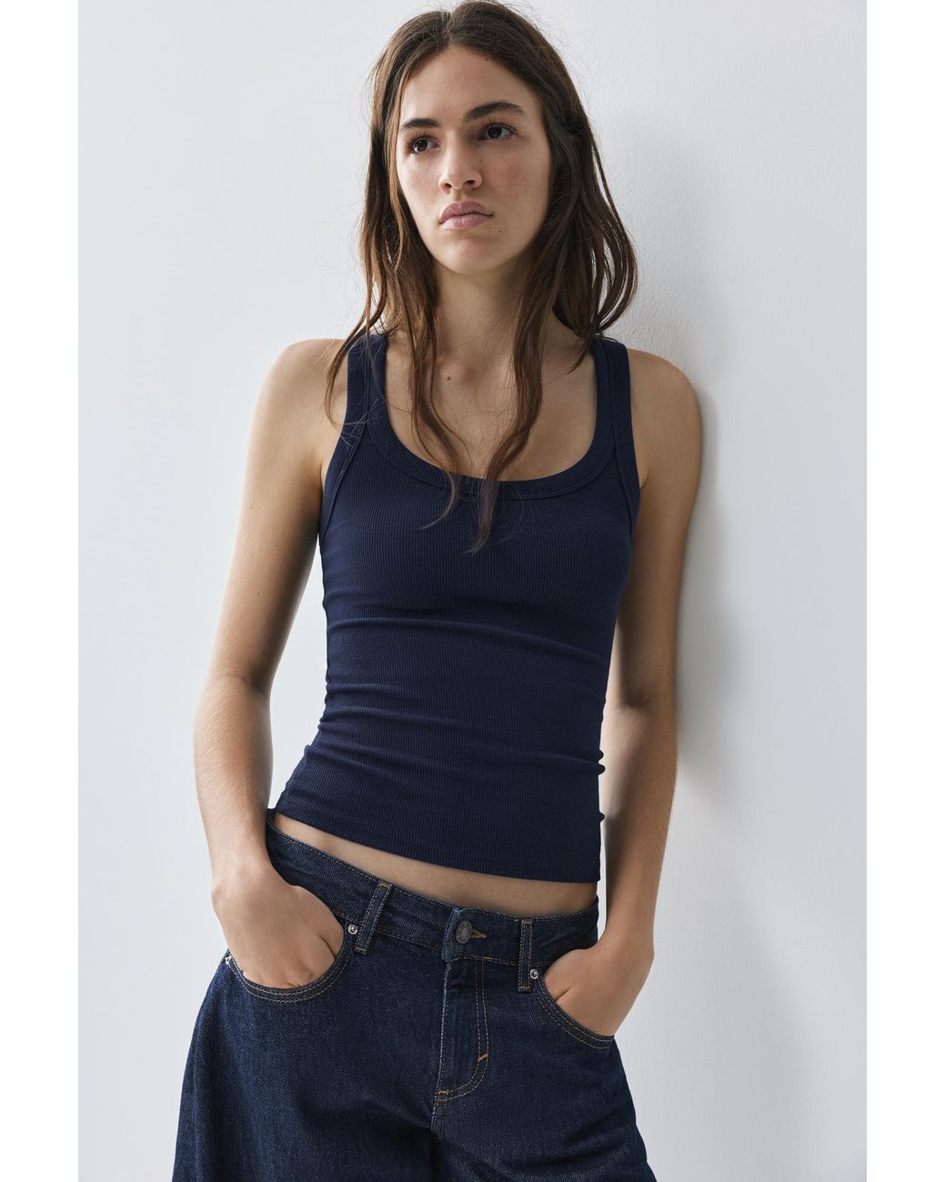 Pull&Bear Blue Basic Tank Top