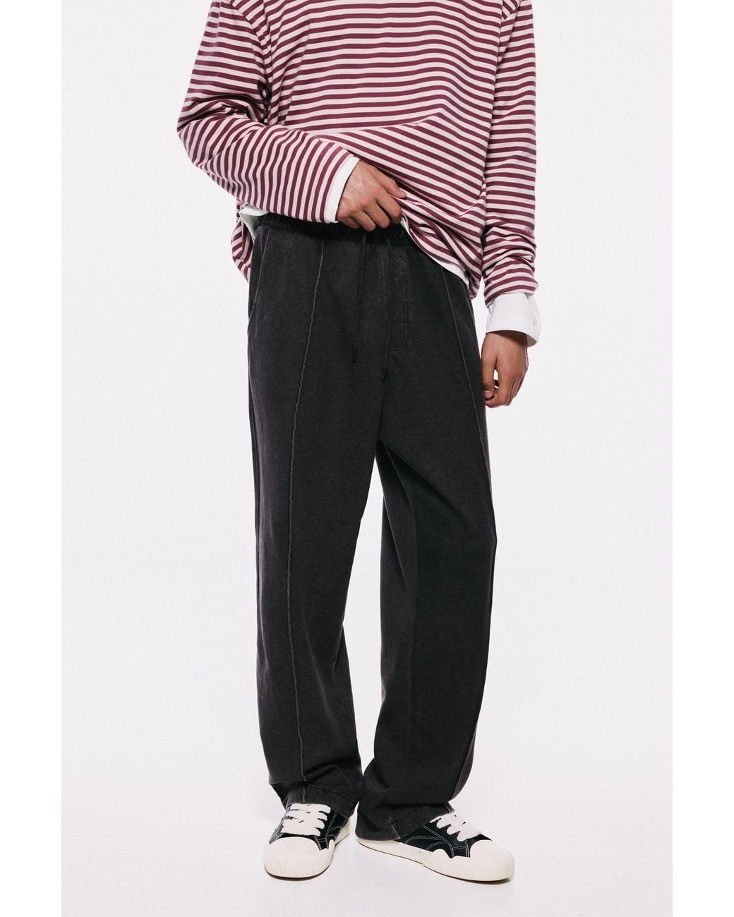 Pull&Bear Blue Washed-Effect Jogger Trousers for men