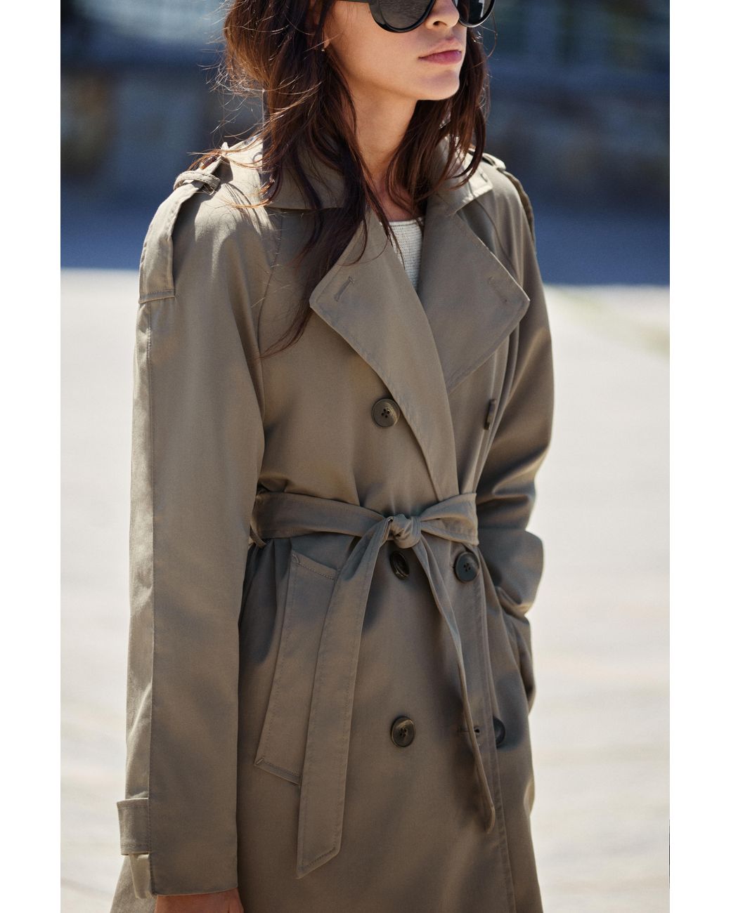 Pull&Bear Gray Basic Trench Coat