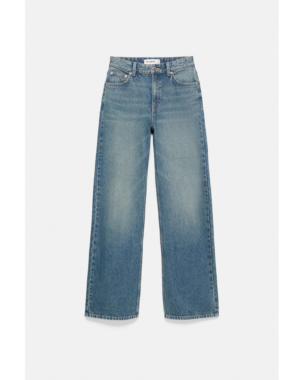 Pull&Bear Blue High-Waist Wide Straight-Leg Jeans