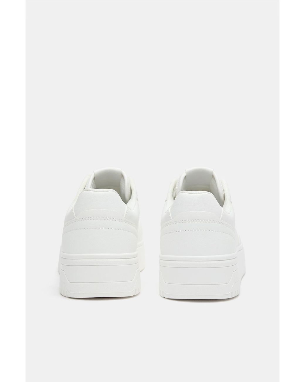 Pull&Bear White Casual Platform Trainers