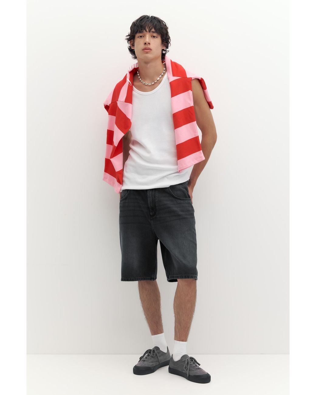 Pull&Bear Multicolor Baggy Denim Bermuda Shorts for men