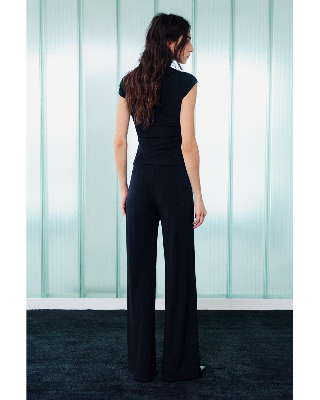 Pull&Bear Black Trousers With Waist Appliqué