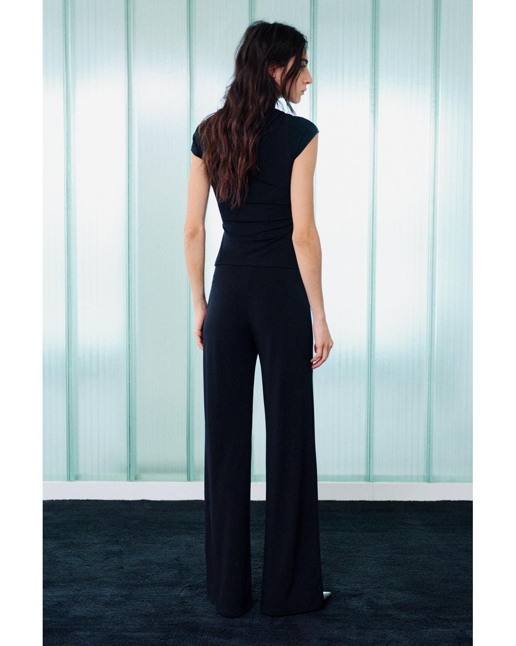 Pull&Bear Black Top With Cut-Out Appliqué