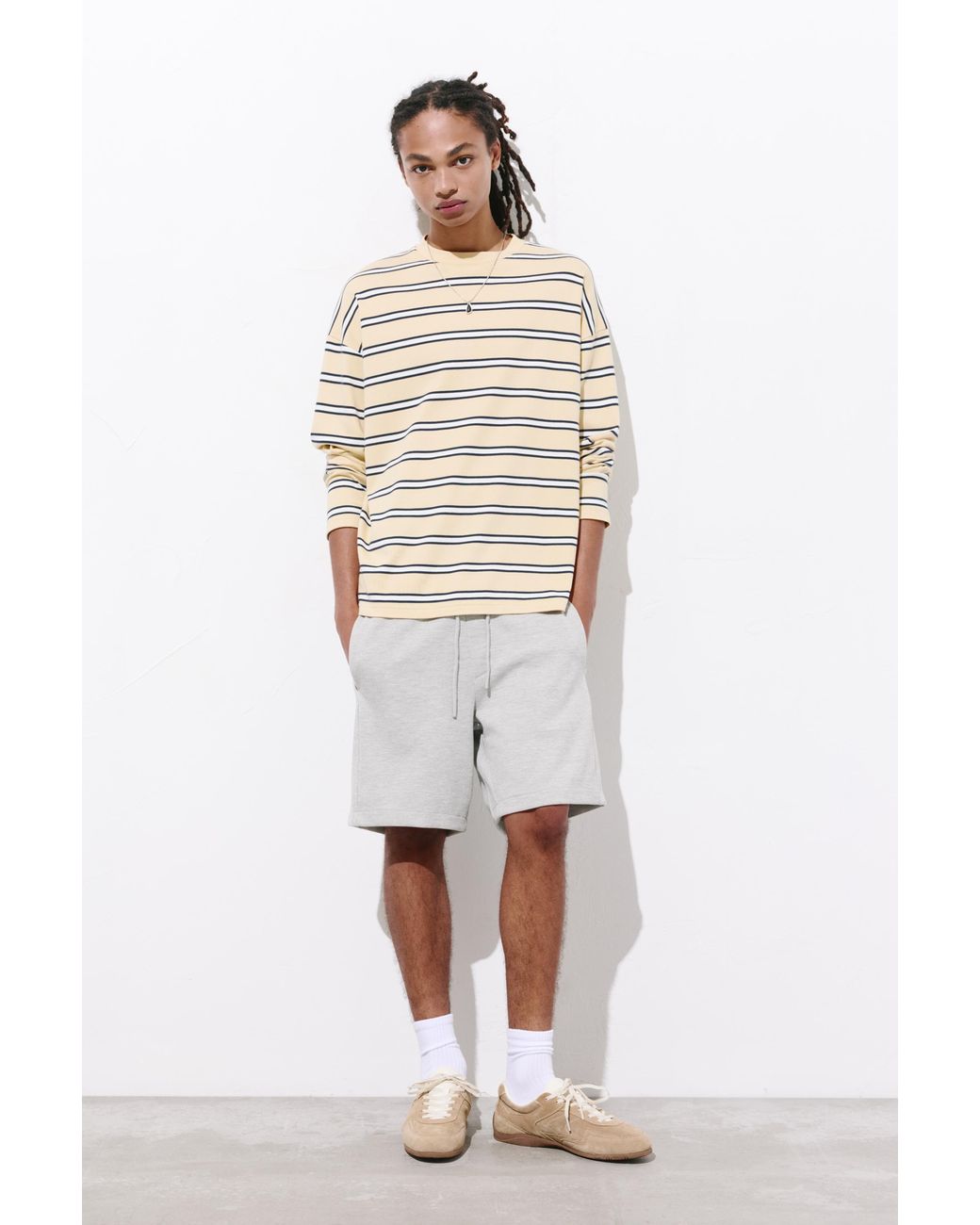Pull&Bear Blue Piqué Jogger Bermuda Shorts for men